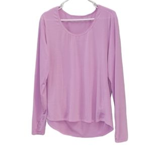 Athleta Light Purple Striped Athletic Longsleeve Teeshirt